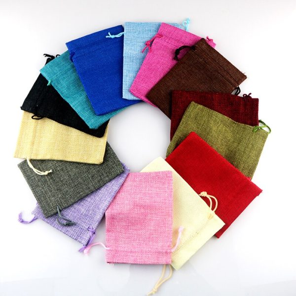 10pcs Mixed Color Burlap Bags With Drawstrings Gifts Bags -Size: 3.7’’X 5.5’’
